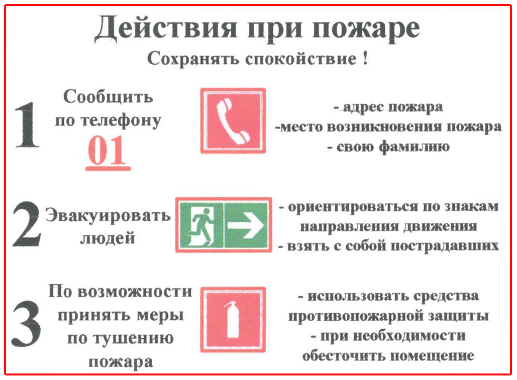 Действия при пожаре